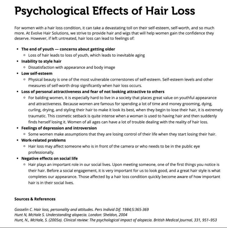 Effects of hair Loss